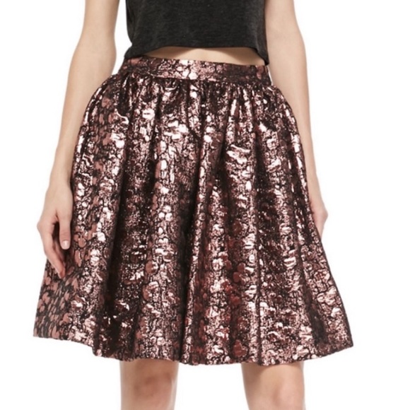 ALICE and Olivia Pia metallic Rose Gold Pink and black Pebble Bubble Party skirt - Picture 1 of 16
